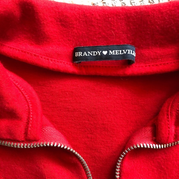 Brandy Melville red zip up crop top - Picture 2 of 3
